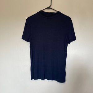 NWOT navy Find mock collar short sleeve shirt